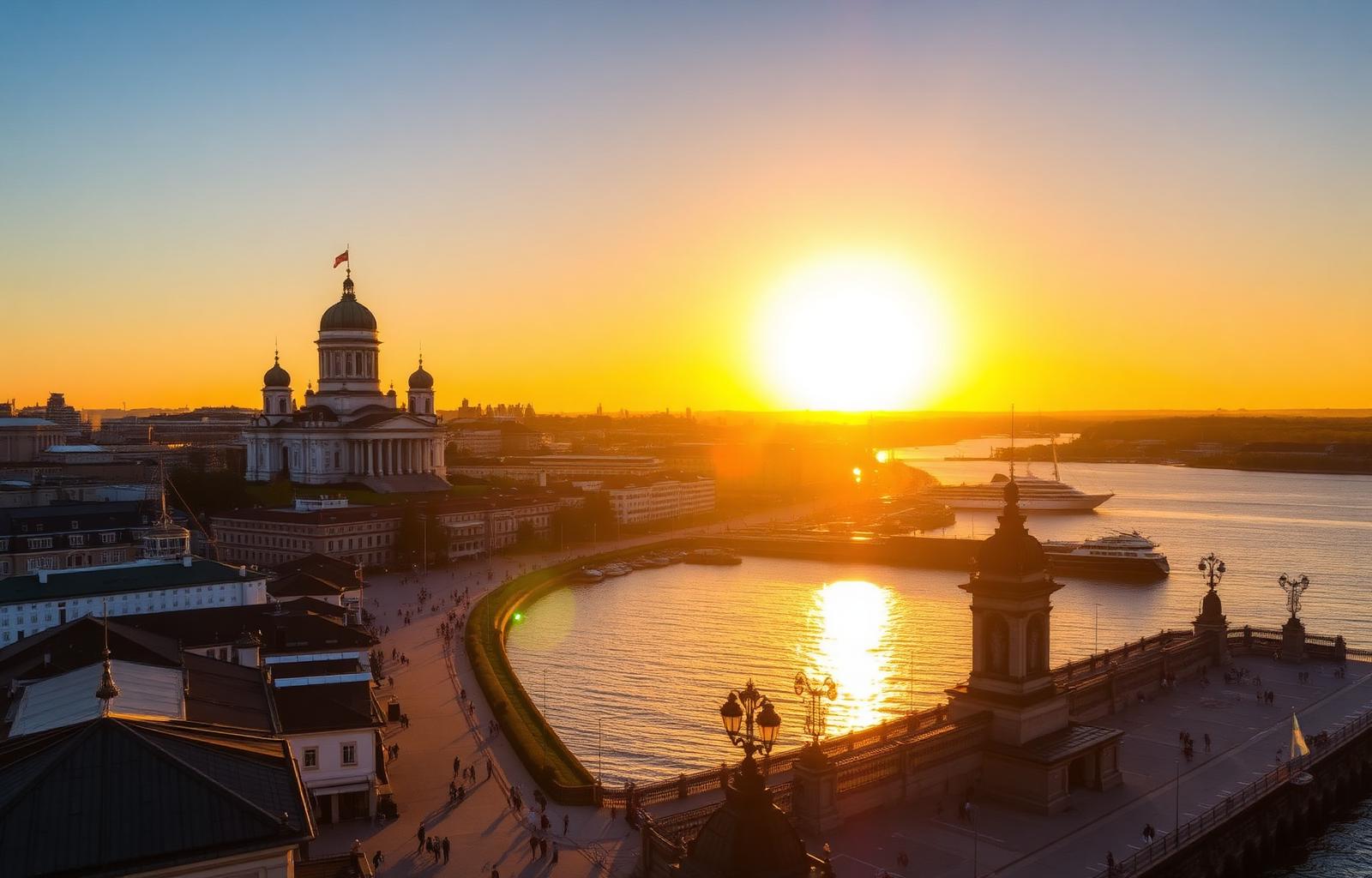 Helsingin siluetti auringonlaskussa